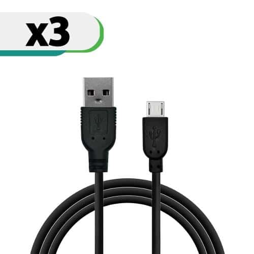Καλώδιο Σύνδεσης USB 2.0 inos USB A σε Micro USB 1m Μαύρο (3 τεμ.)