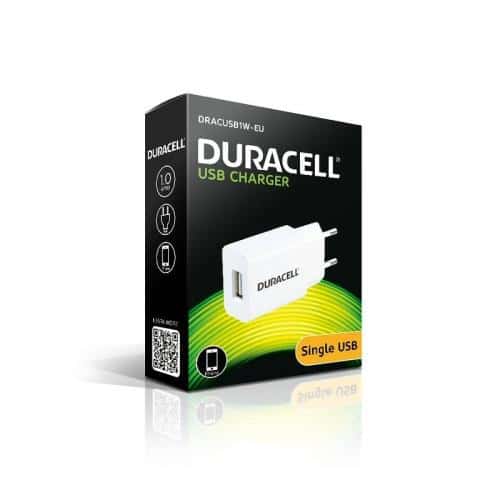 Travel Charger Duracell with Single USB 1.0A White