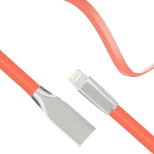Καλώδιο Σύνδεσης USB 2.0 Πλακέ inos USB A σε Lightning Aluminium 1m Πορτοκαλί