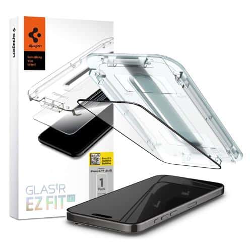Tempered Glass Full Face Spigen Glas.tR EZ-FIT Apple iPhone 15 Pro Max Μαύρο