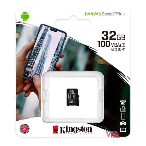 Micro SDHC C10 UHS-I U1 Memory Card Kingston Canvas Select Plus 100MB/s 32Gb