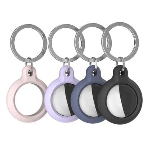 Silicone Loop - Key Ring AhaStyle PT156 for Apple AirTag 1 pc Black & 1 pc Pink & 1 pc Midnight Blue & 1 pc Purple