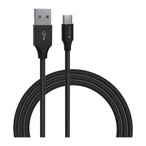 Καλώδιο Σύνδεσης USB 2.0 Devia EC308 Braided USB A σε USB C 2m Gracious Series Μαύρο