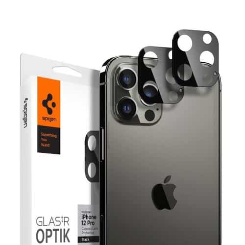 Tempered Glass Full Face Spigen Glas.tR Optik for Camera Lens Apple iPhone 12 Pro Black (2 pcs.)