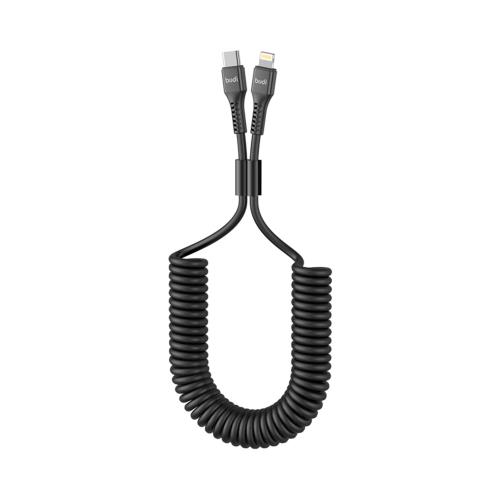 Καλώδιο Σύνδεσης Σπιράλ USB 2.0 Budi USB C σε Lightning 20W 1.8m Μαύρο