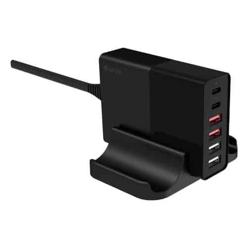 Multi-port Desktop Fast Charger Devia with Sixfold Output 4 x USB A & 2 x USB C PD 75W Extreme Speed Series Black
