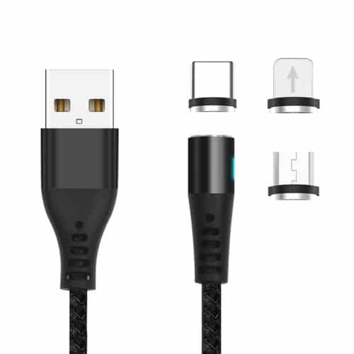 Καλώδιο Σύνδεσης USB 2.0 Maxlife MXUC-02 Magnetic Braided USB A σε Lightning & USB C & Micro USB 1m Μαύρο