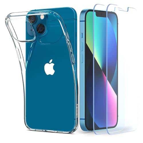 TPU Case Spigen Liquid Crystal (1 pc) & Tempered Glass TR Slim (2 pcs) Apple iPhone 13 mini Crystal Pack Clear