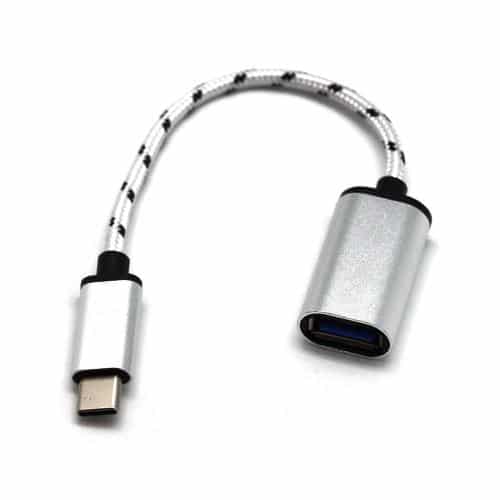 Αντάπτορας USB Host OTG (Female) Braided σε USB C (Male) Metallic Ασημί (Ασυσκεύαστο)