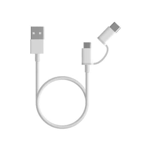 USB 2.0 Cable Xiaomi Mi 2in1 USB Α to Micro USB & USB C SJX02ZM 1m White