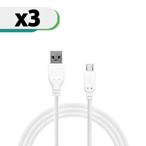 Καλώδιο Σύνδεσης USB 2.0 inos USB A σε Micro USB 1m Λευκό (3 τεμ.)